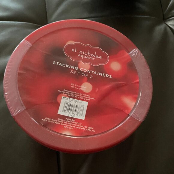 NWT SEALED Christmas Season Holiday Containers, set of 2 Stacking Containers - Picture 4 of 6